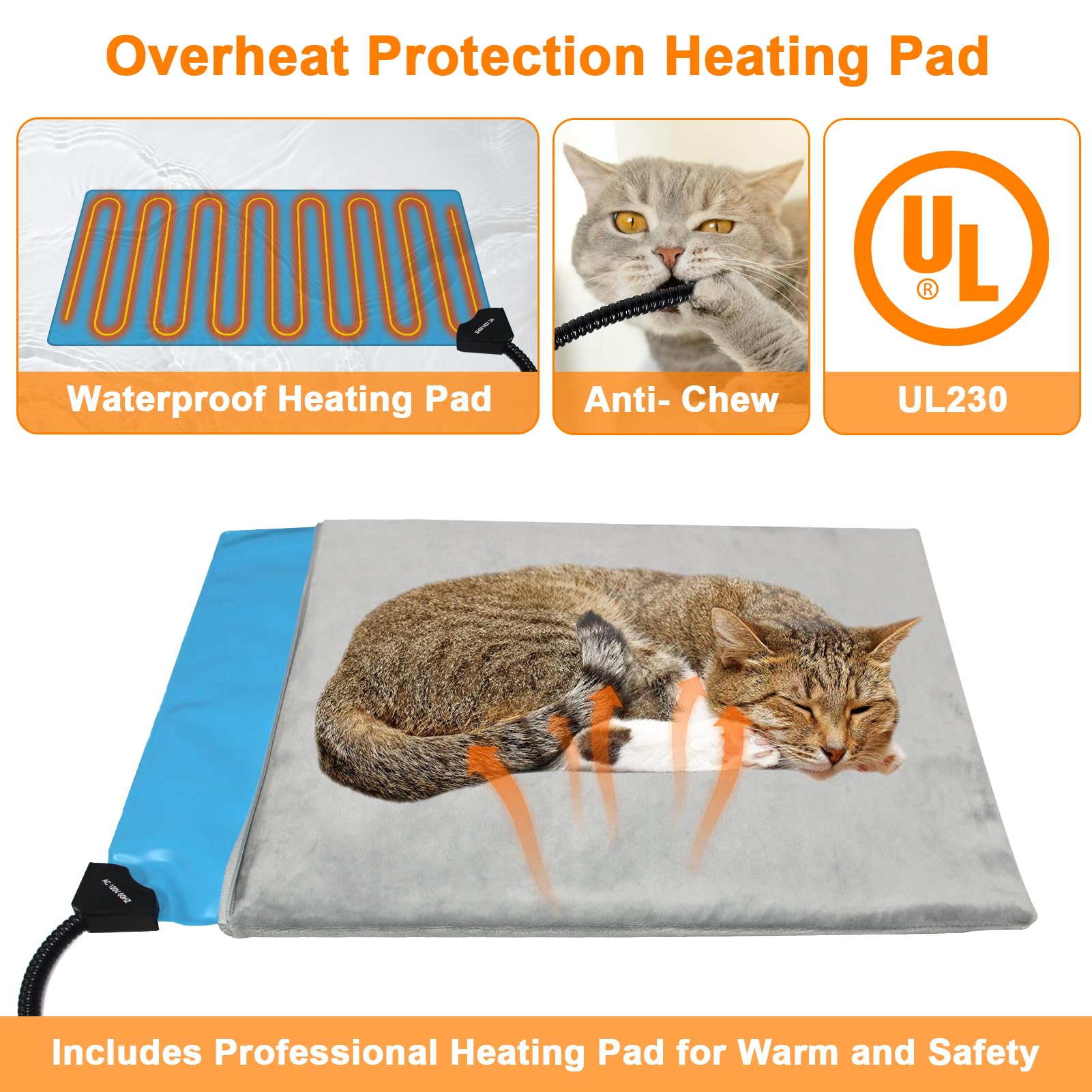 Lslpin Indestructible Heated Cat House for Outdoor Cats – Weatherproof, Insulated Shelter with Escape Door (17.7×17.7×17.5 in)