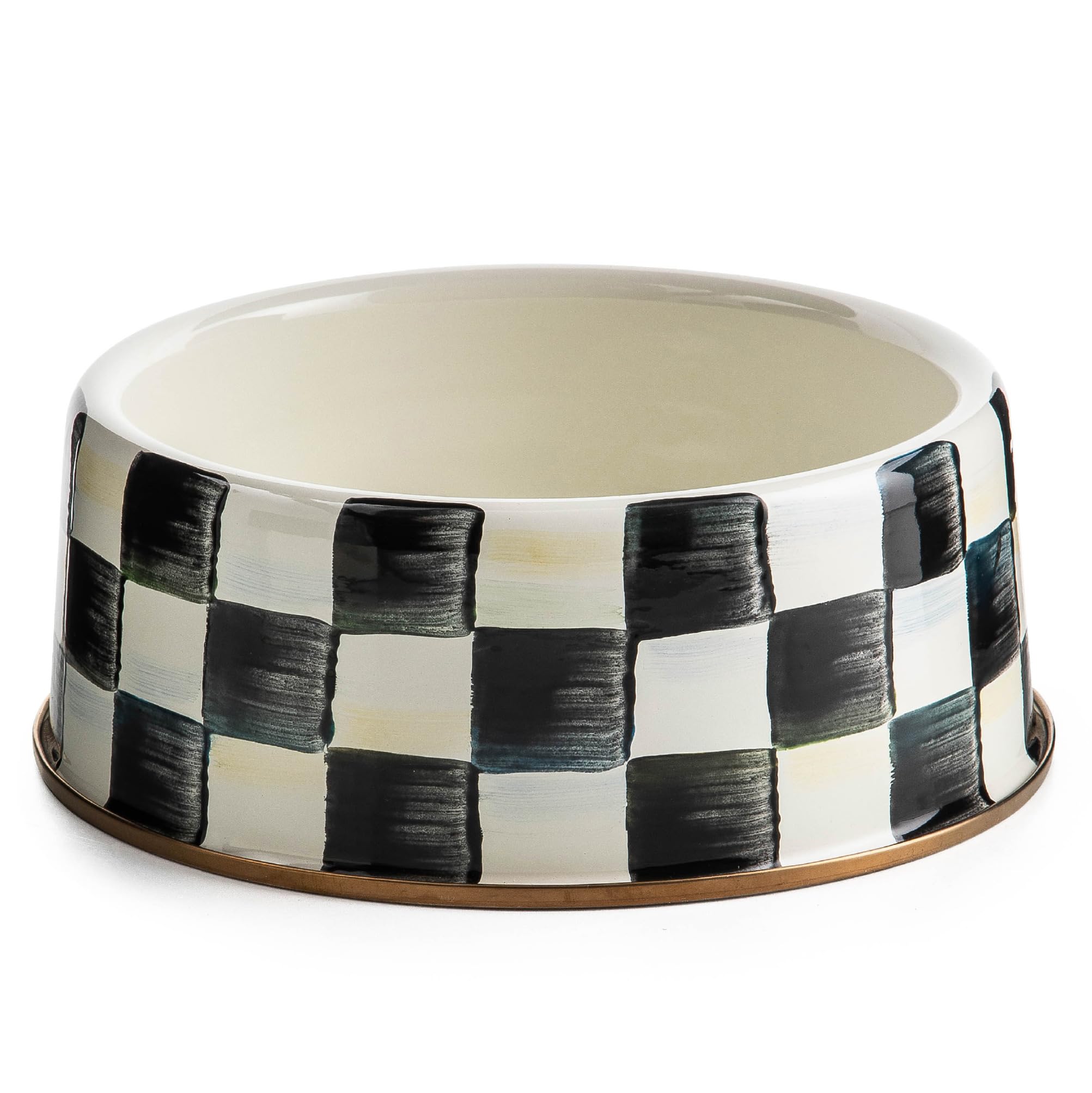 MACKENZIE-CHILDS Pet Bowl – Courtly Check Large Enamel Bowl for Dogs & Cats