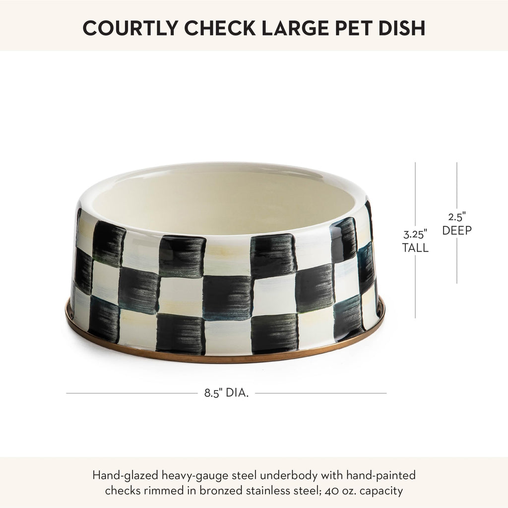MACKENZIE-CHILDS Pet Bowl – Courtly Check Large Enamel Bowl for Dogs & Cats