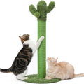 Made4Pets 34in Tall Cat Scratching Post – Cactus Cat Tree with Sisal Rope (Green Vertical)