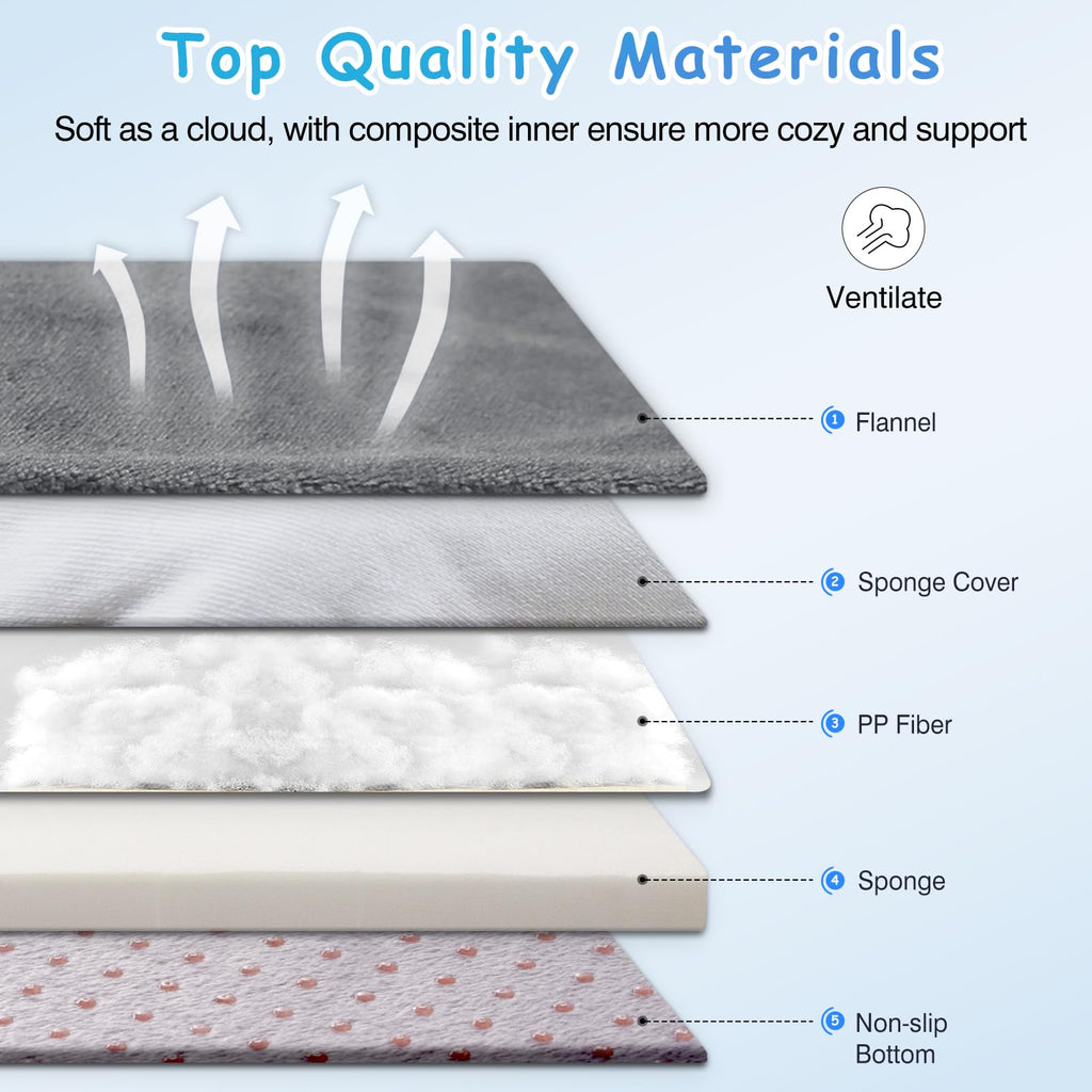 Magic Dog Super Soft Large Dog Bed – 39-Inch Orthopedic Foam Bed with Anti-Slip Bottom, Removable Washable Cover (Grey)