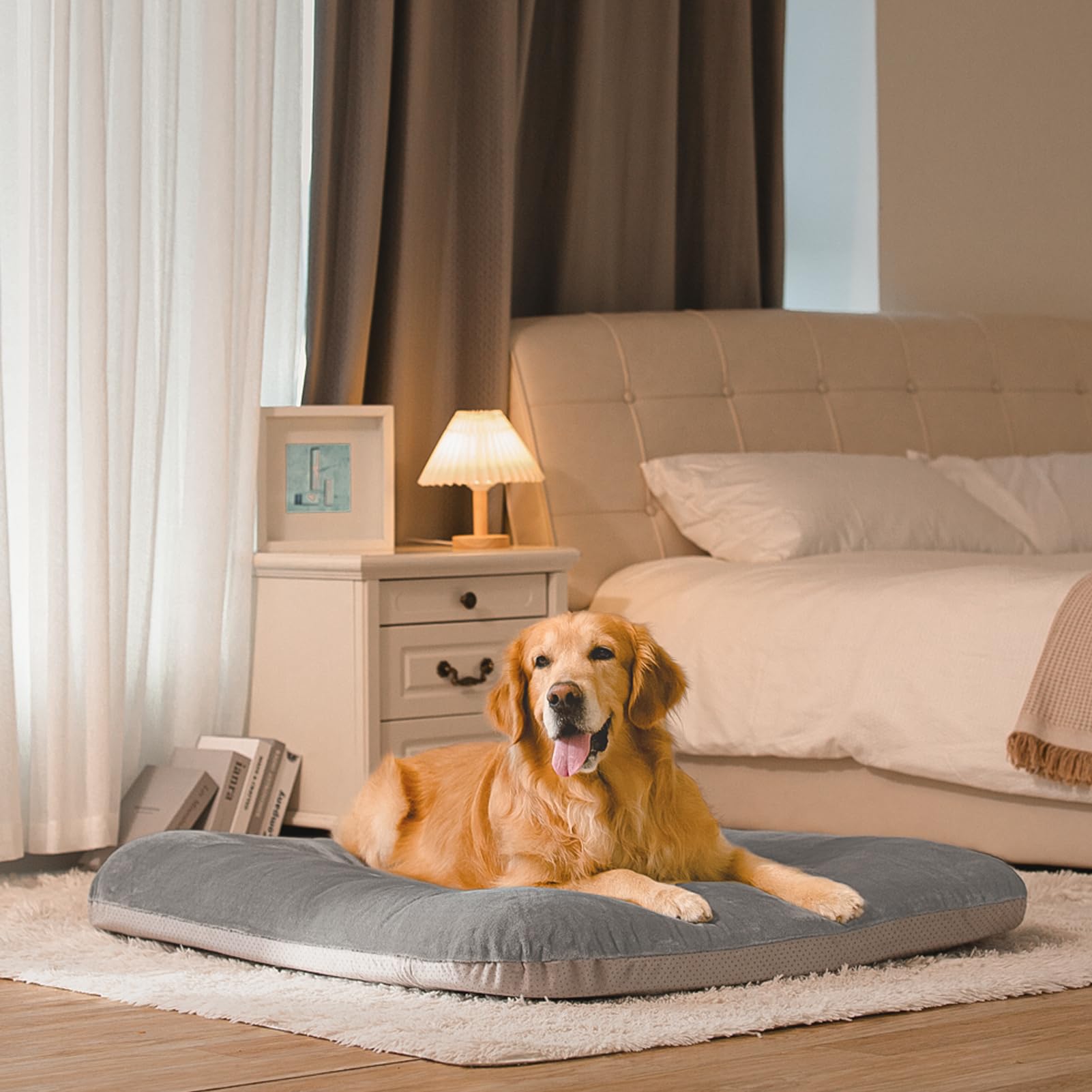 Magic Dog Super Soft Large Dog Bed – 39-Inch Orthopedic Foam Bed with Anti-Slip Bottom, Removable Washable Cover (Grey)