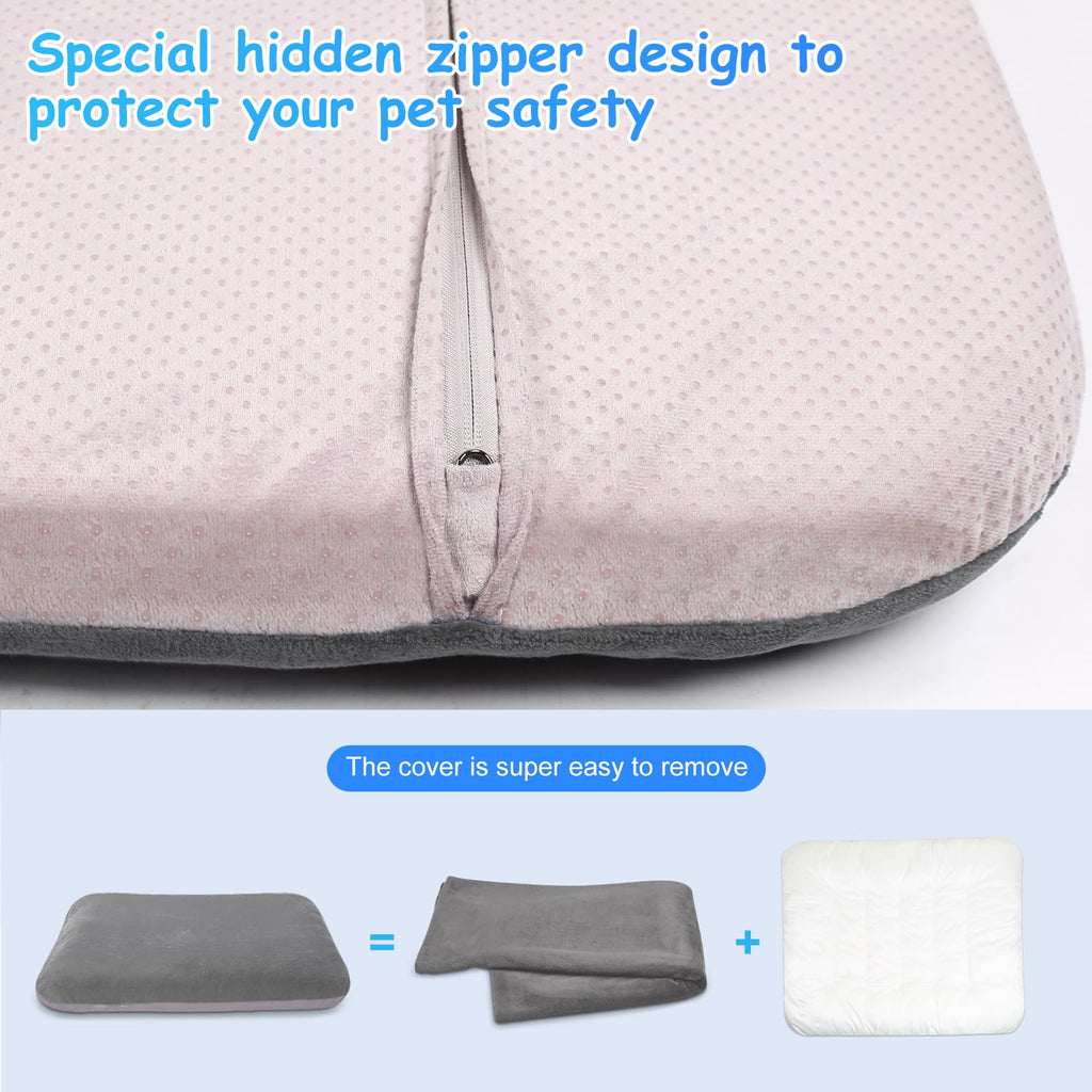 Magic Dog Super Soft Large Dog Bed – 39-Inch Orthopedic Foam Bed with Anti-Slip Bottom, Removable Washable Cover (Grey)
