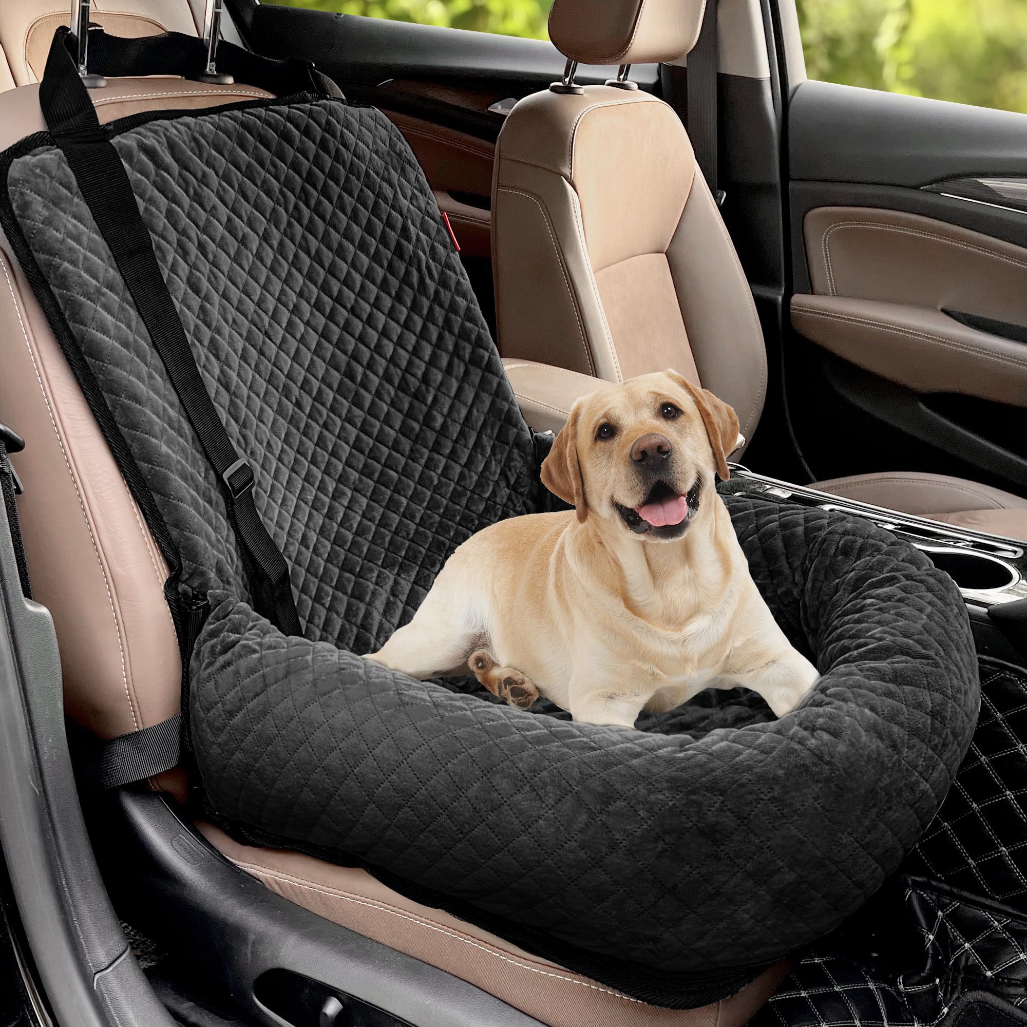 MagicFox Dog Car Seat for Small & Medium Dogs | Detachable, Washable Travel Booster Seat – Black