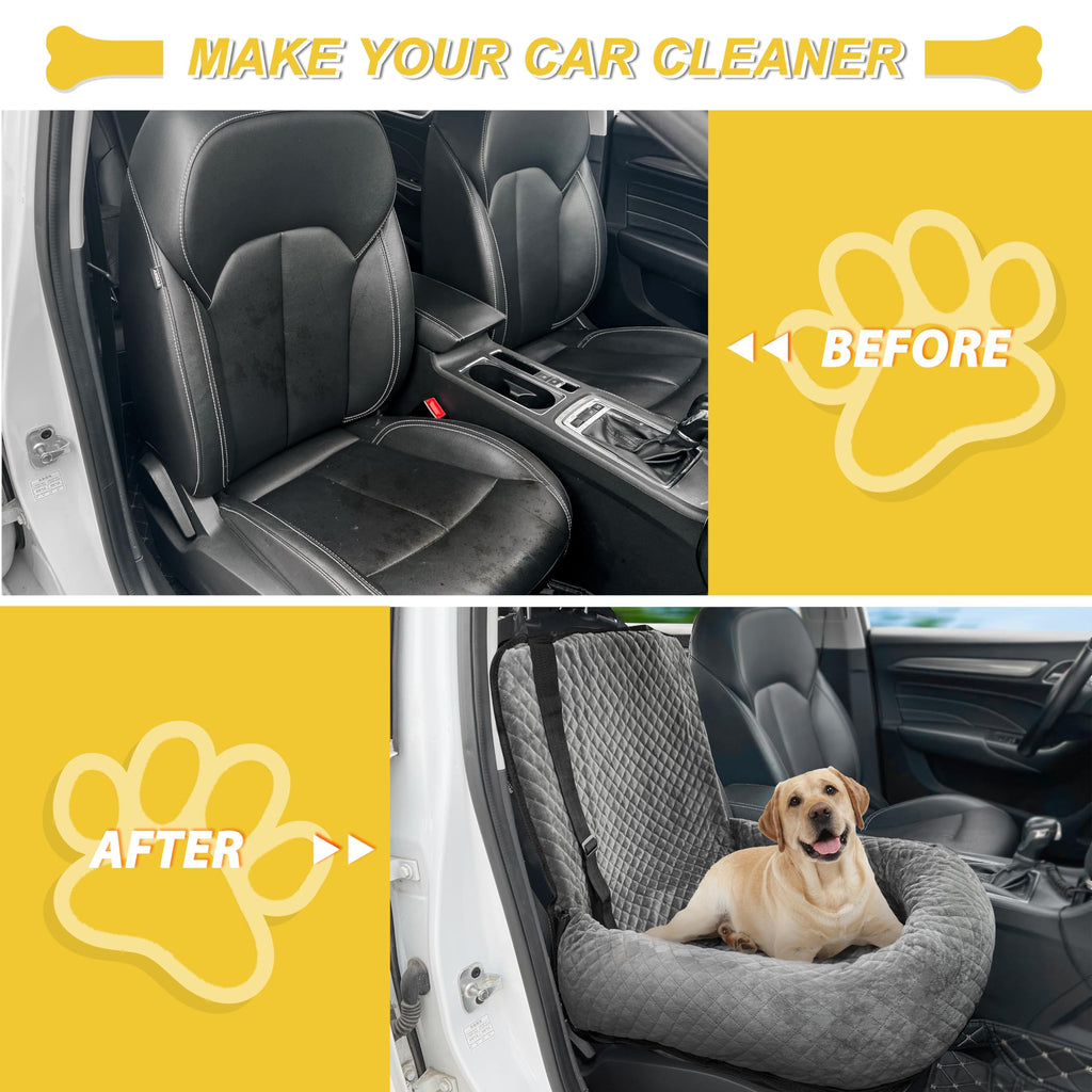 MagicFox Dog Car Seat for Small & Medium Dogs — Detachable, Washable Travel Booster Seat (Grey)