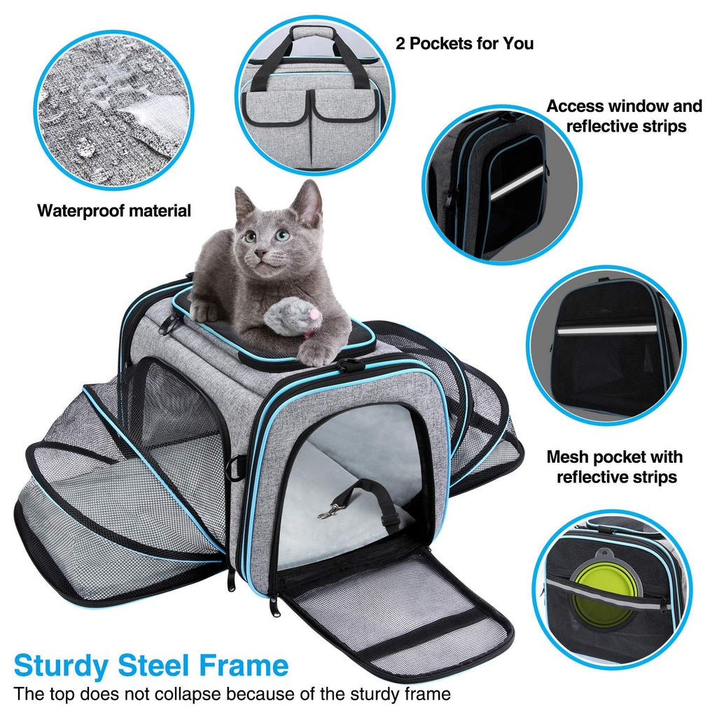 MASKEYON Airline Approved Pet Carrier — Large Soft Sided Expandable TSA Carrier for Cats, Dogs & Small Pets