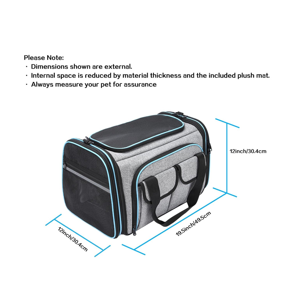 MASKEYON Airline Approved Pet Carrier — Large Soft Sided Expandable TSA Carrier for Cats, Dogs & Small Pets