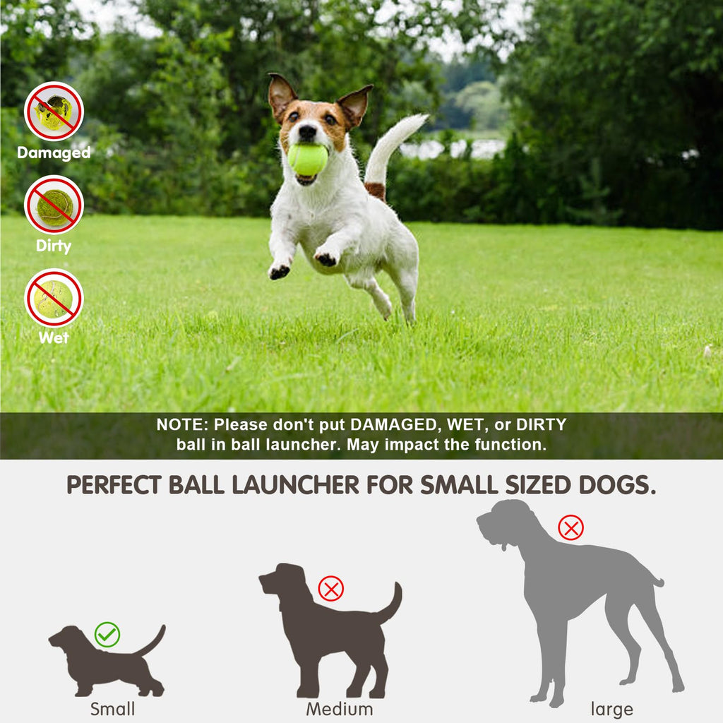 MEKAPLE Automatic Dog Ball Launcher - 10-30 ft Range, 15 Mini 2-Inch Tennis Balls, Indoor Outdoor