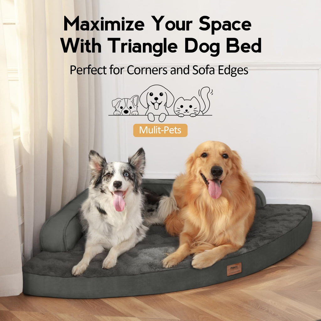 MEKIY Large Orthopedic Dog Bed with Sides | Non-Slip, Waterproof, Removable Cover, Dark Grey (L)