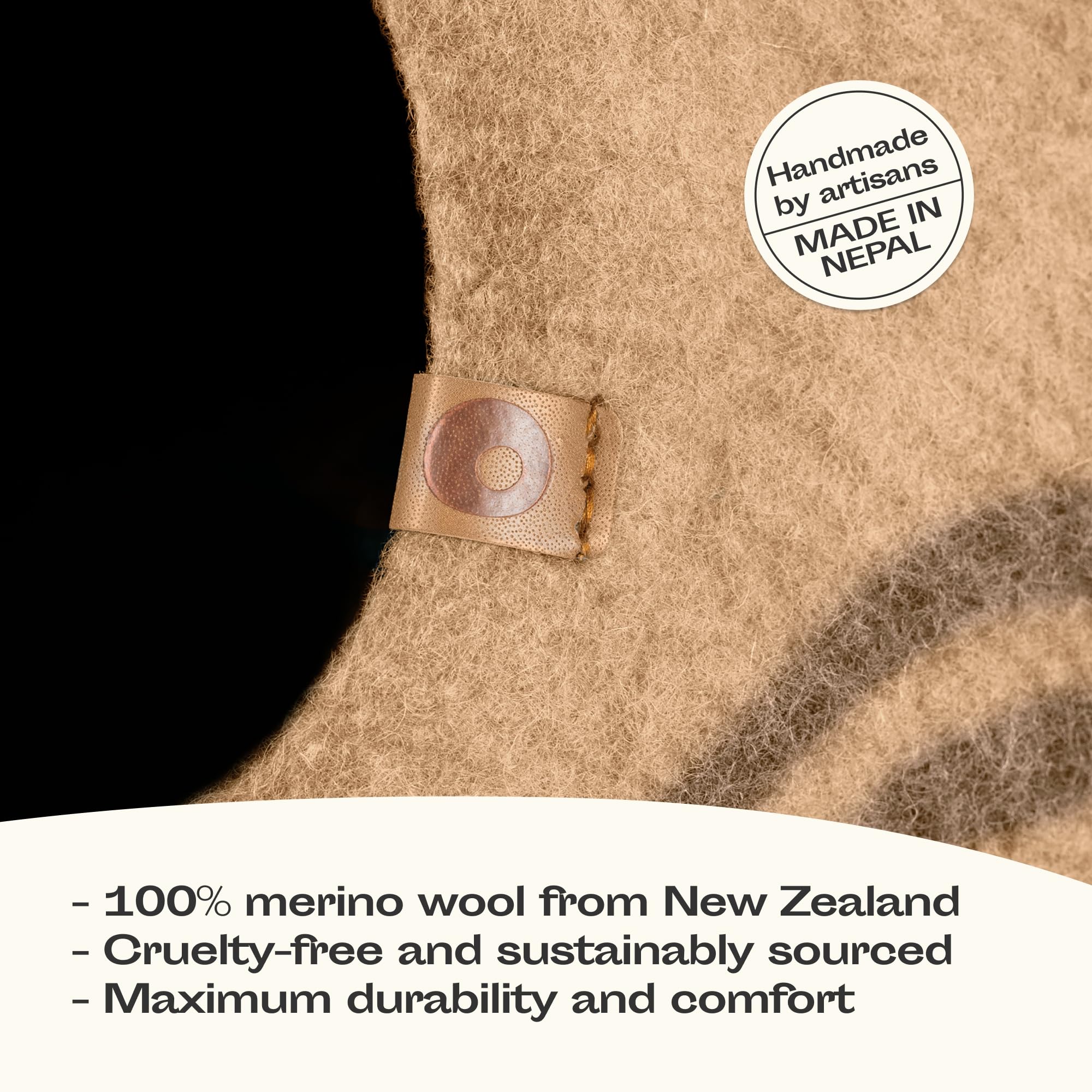 MEOWFIA Cat Cave – Premium 100% Merino Wool Cat Bed (Beige, Medium)