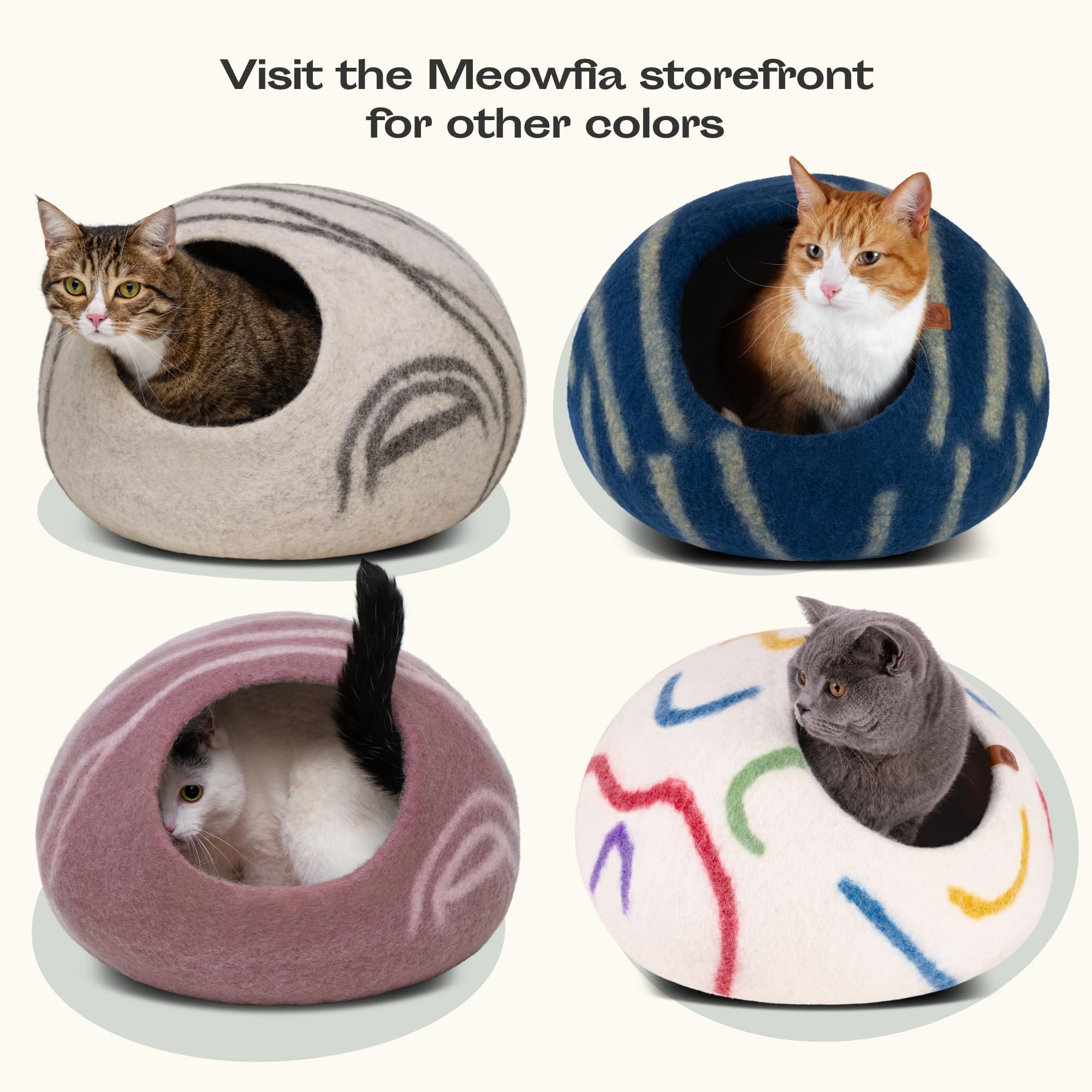 MEOWFIA Cat Cave – Premium 100% Merino Wool Felt Cat Bed (Medium, Gold Rose) Handmade