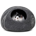 MEOWFIA Cat Cave – Premium 100% Merino Wool Cat Bed (Large, Dark Grey)