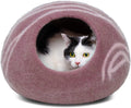 MEOWFIA Cat Cave – Premium 100% Merino Wool Felt Cat Bed for Indoor Cats | Gold Rose Large
