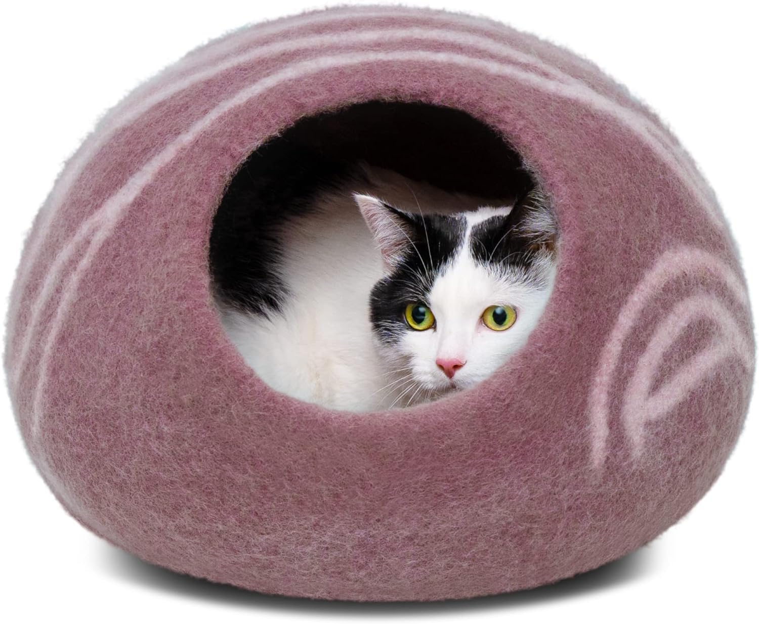 MEOWFIA Cat Cave – Premium 100% Merino Wool Felt Cat Bed for Indoor Cats | Gold Rose Large
