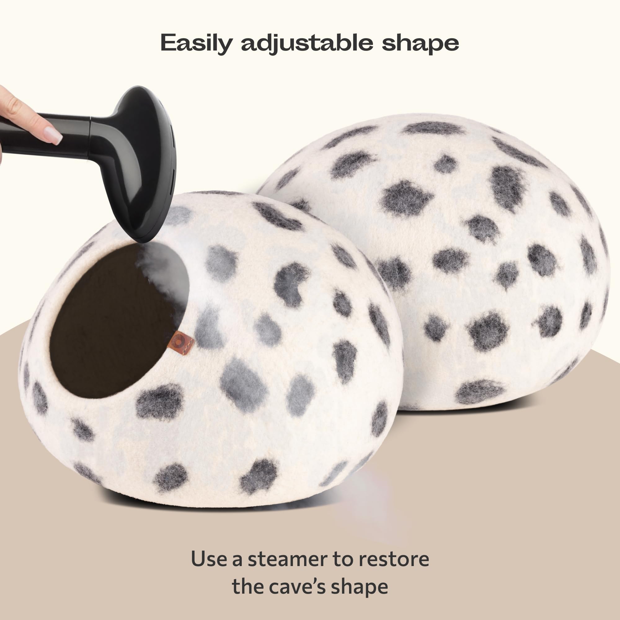 MEOWFIA Cat Cave – Premium Merino Wool Cat Bed Large Snow Leopard