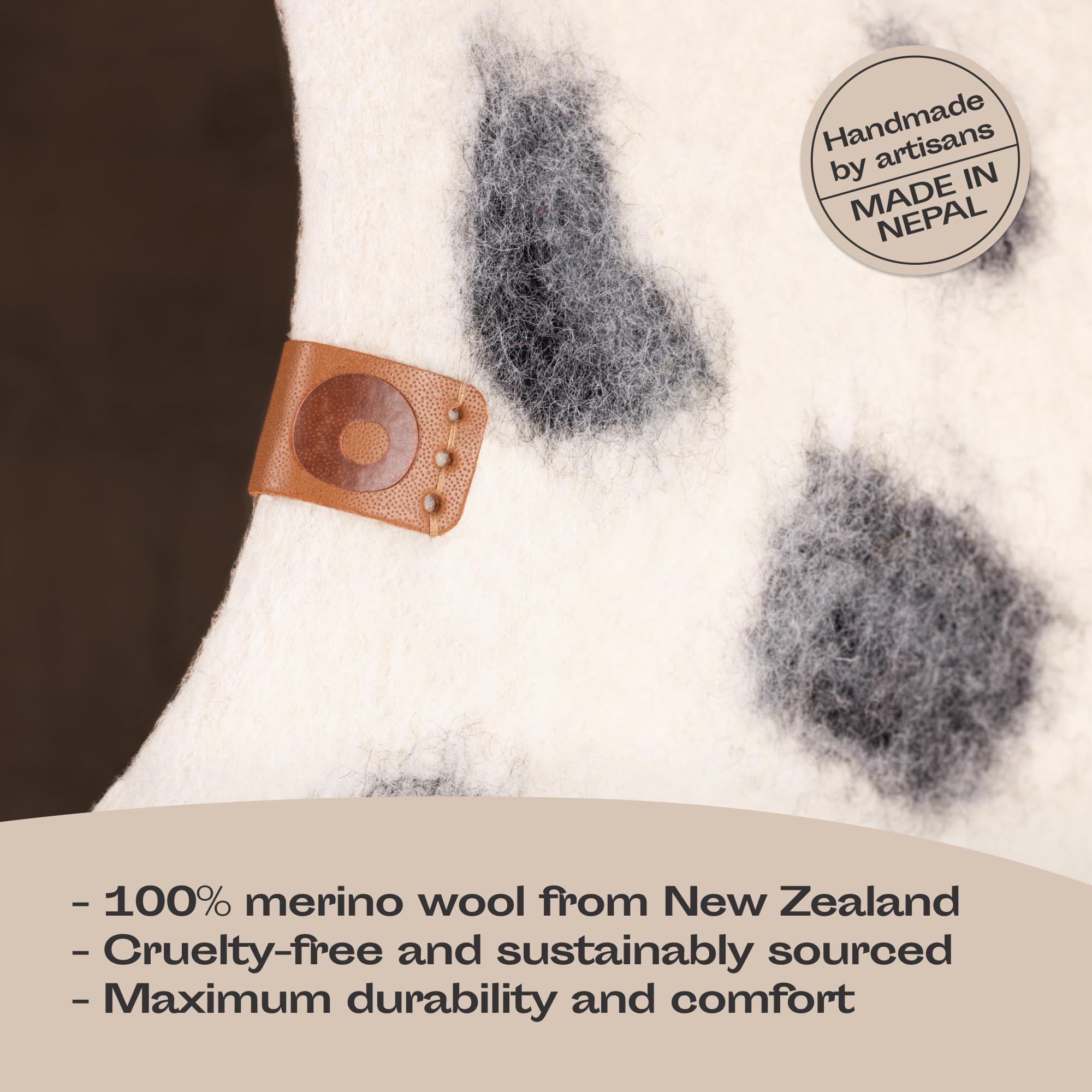 MEOWFIA Cat Cave – Premium Merino Wool Cat Bed Large Snow Leopard