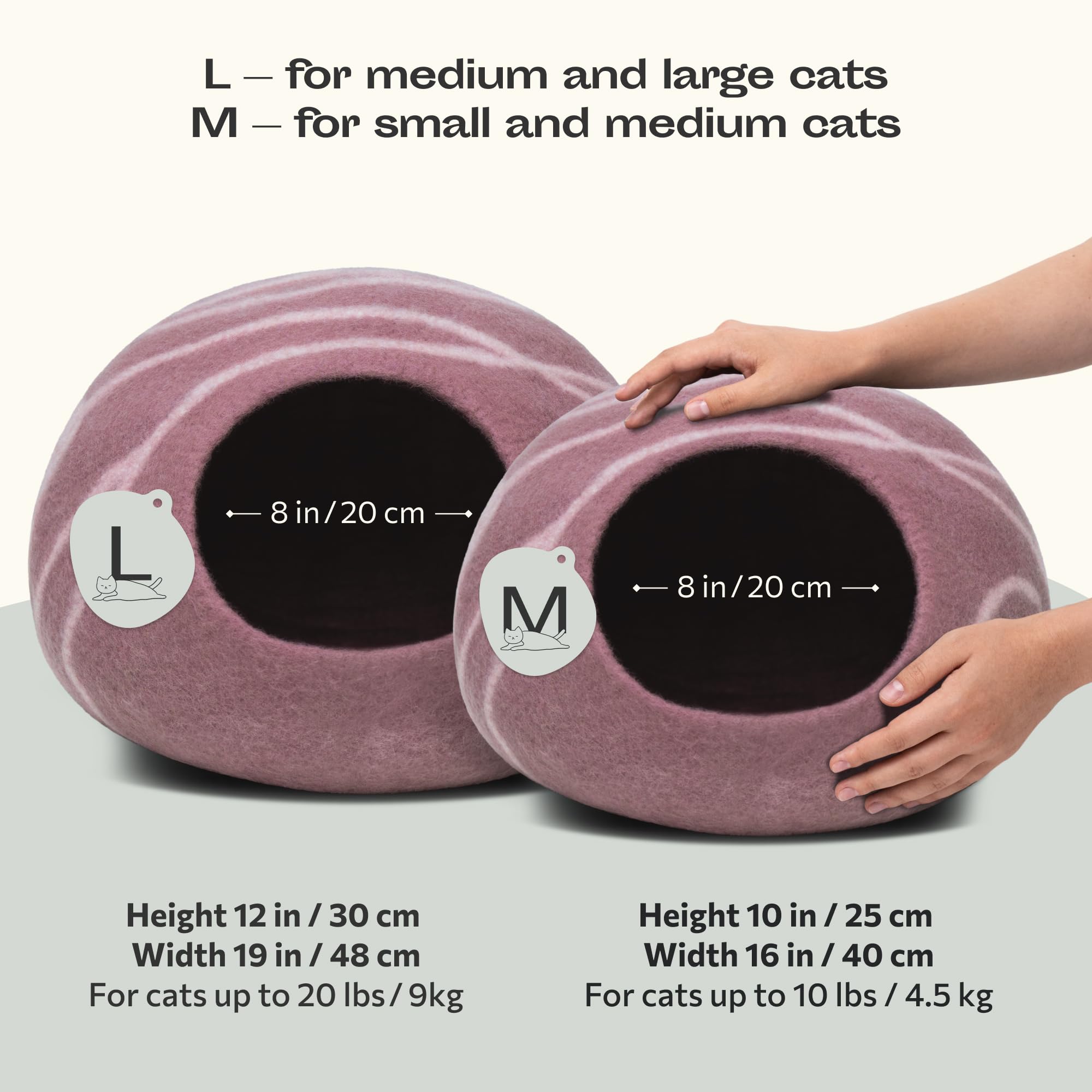 MEOWFIA Cat Cave – Premium 100% Merino Wool Felt Cat Bed (Medium, Gold Rose) Handmade