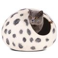 MEOWFIA Cat Cave – Premium Merino Wool Felt Cat Bed (Medium, Snow Leopard)