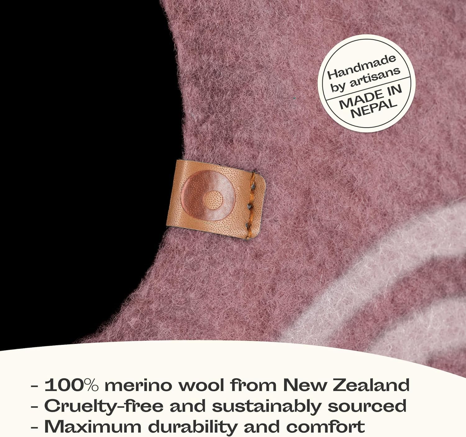 MEOWFIA Cat Cave – Premium 100% Merino Wool Felt Cat Bed for Indoor Cats | Gold Rose Large