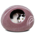 MEOWFIA Cat Cave – Premium 100% Merino Wool Felt Cat Bed (Medium, Gold Rose) Handmade