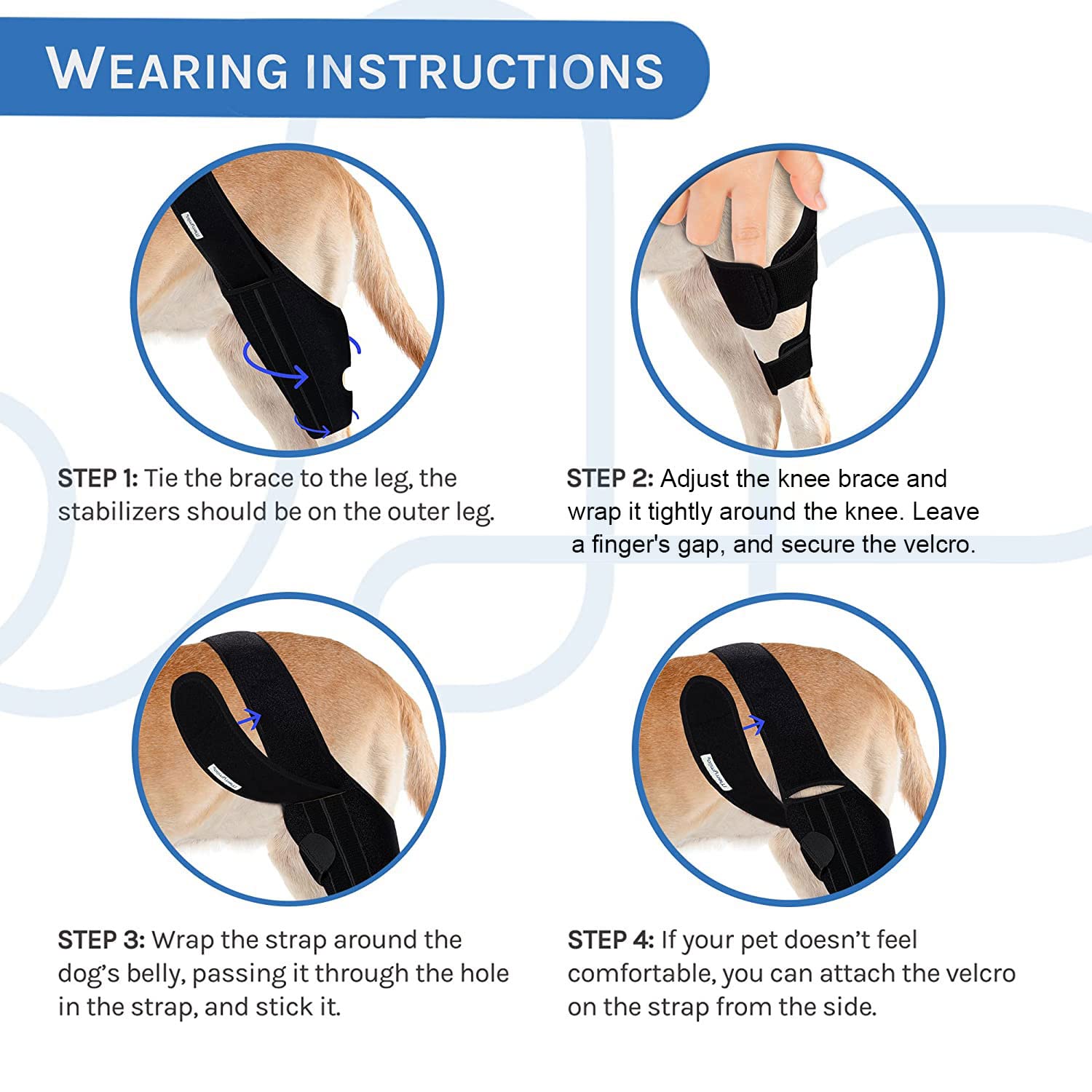 MerryMilo Dog Knee Brace – Rear Leg Support for ACL/CCL, Black, Large