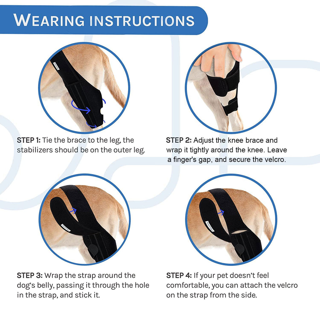 MerryMilo Dog Knee Brace – Adjustable ACL & Hind Leg Support (2X-Large, Black)
