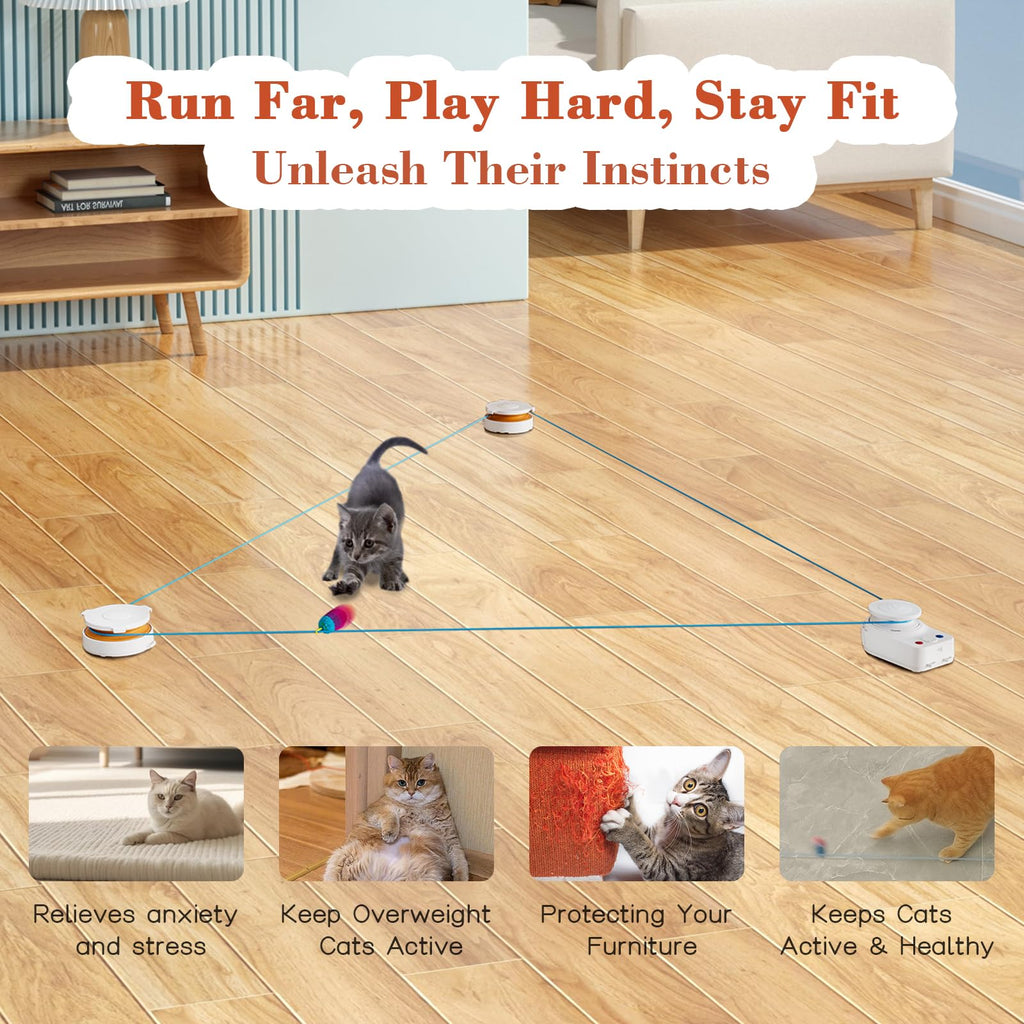 metiya Interactive Cat Toy for Indoor Cats – Auto/Manual Modes & Cat Treadmill