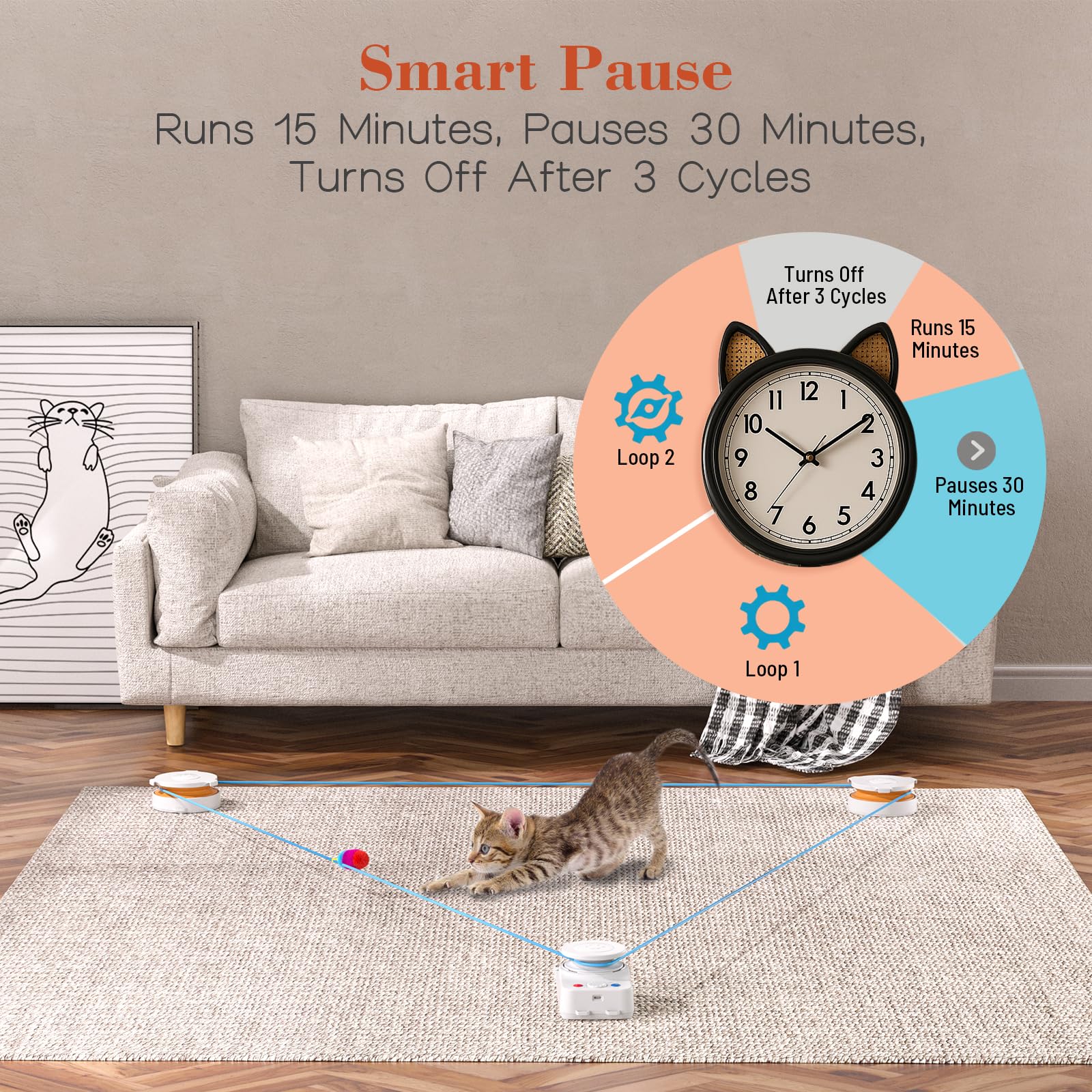 metiya Interactive Cat Toy for Indoor Cats – Auto/Manual Modes & Cat Treadmill