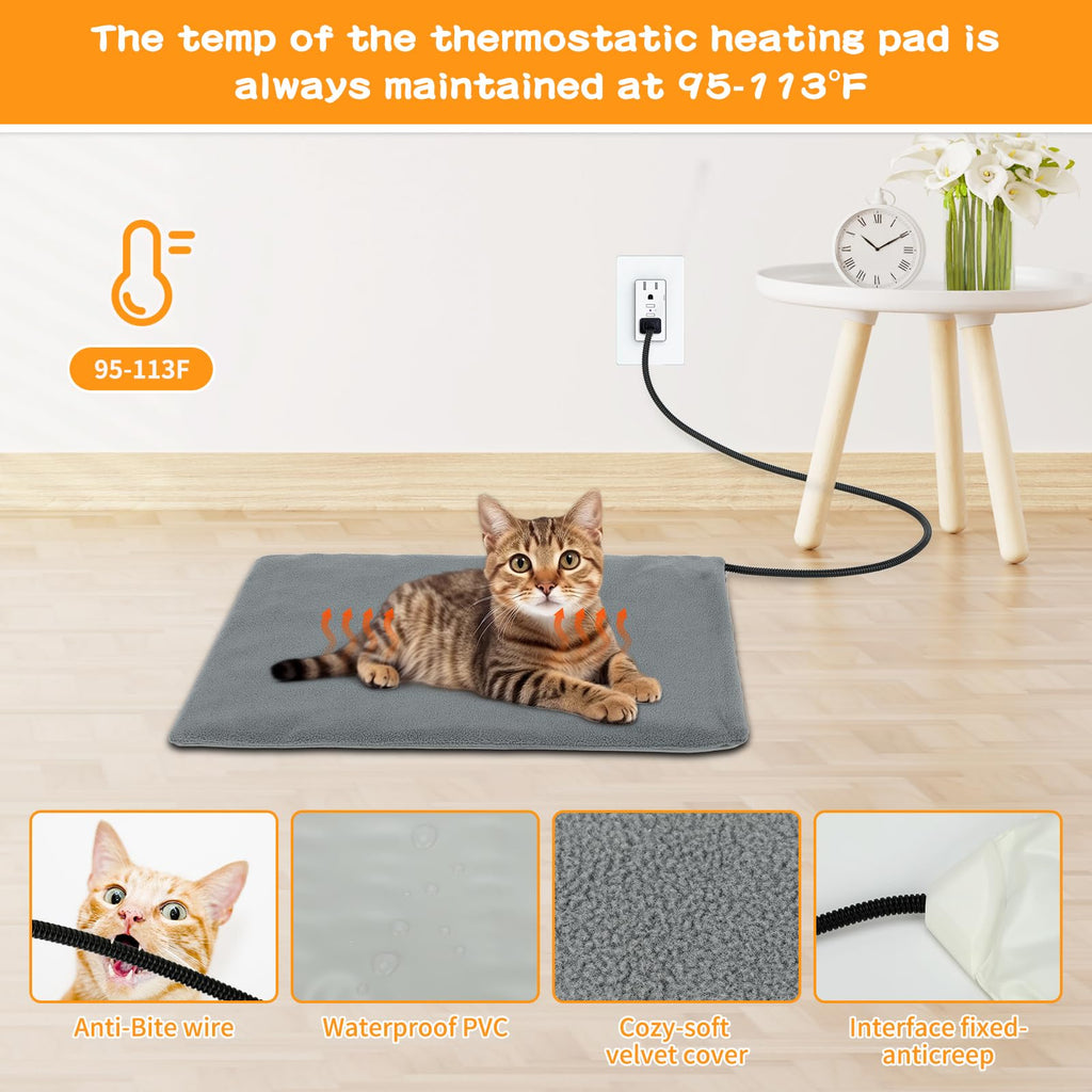 Midollarle Heated Outdoor Cat House – Extra-Wide Waterproof Shelter with Thermostatic Heating Pad