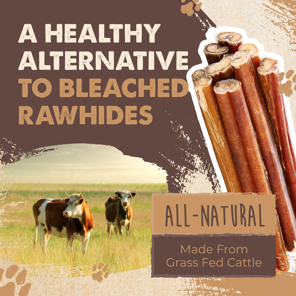 Mighty Paw Naturals Bully Sticks for Dogs – Grass-Fed, Single-Ingredient, Lower Odor (6in, 25 Pack)