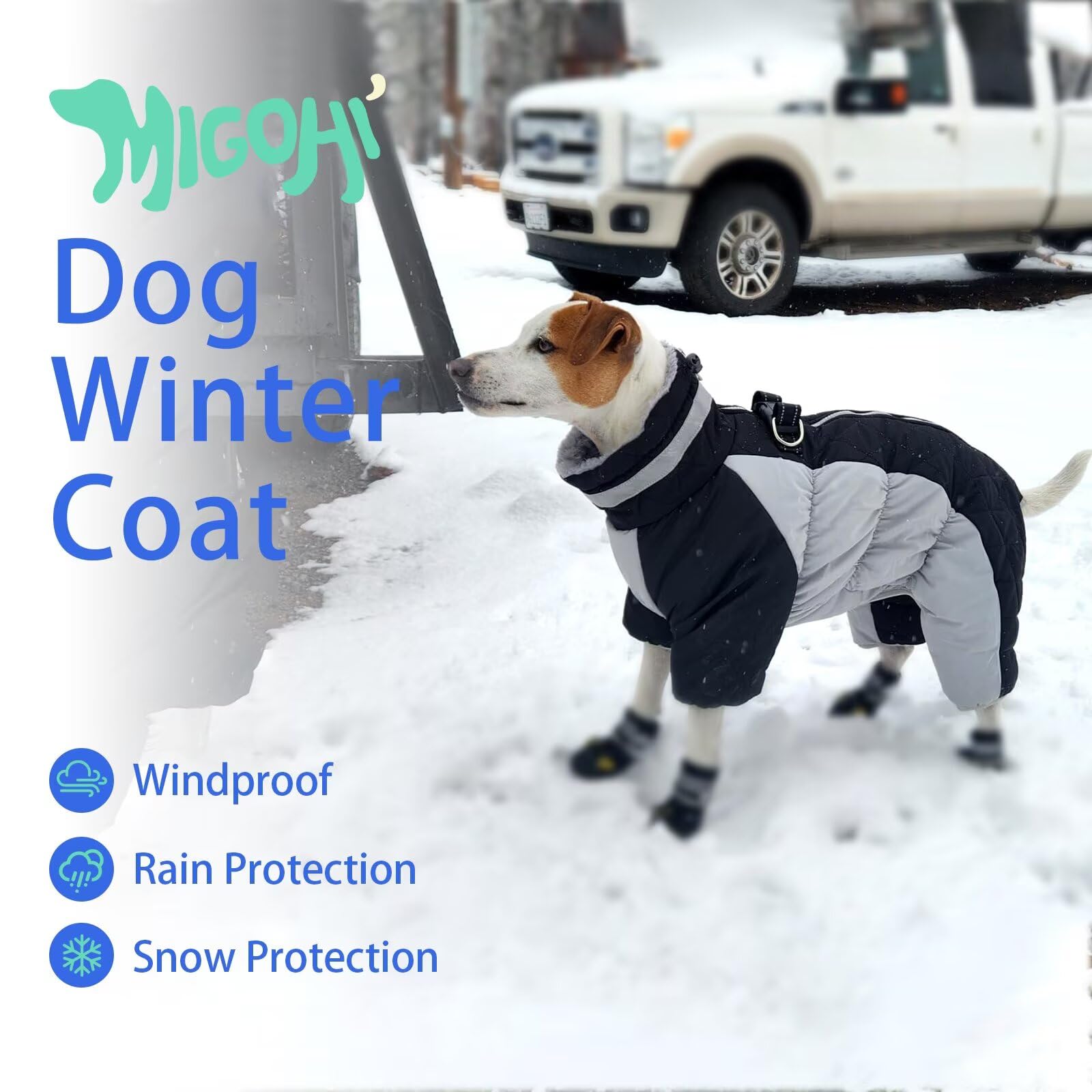 MIGOHI Full Body Dog Coat – Warm Reflective Harness Winter Jacket (2XL)