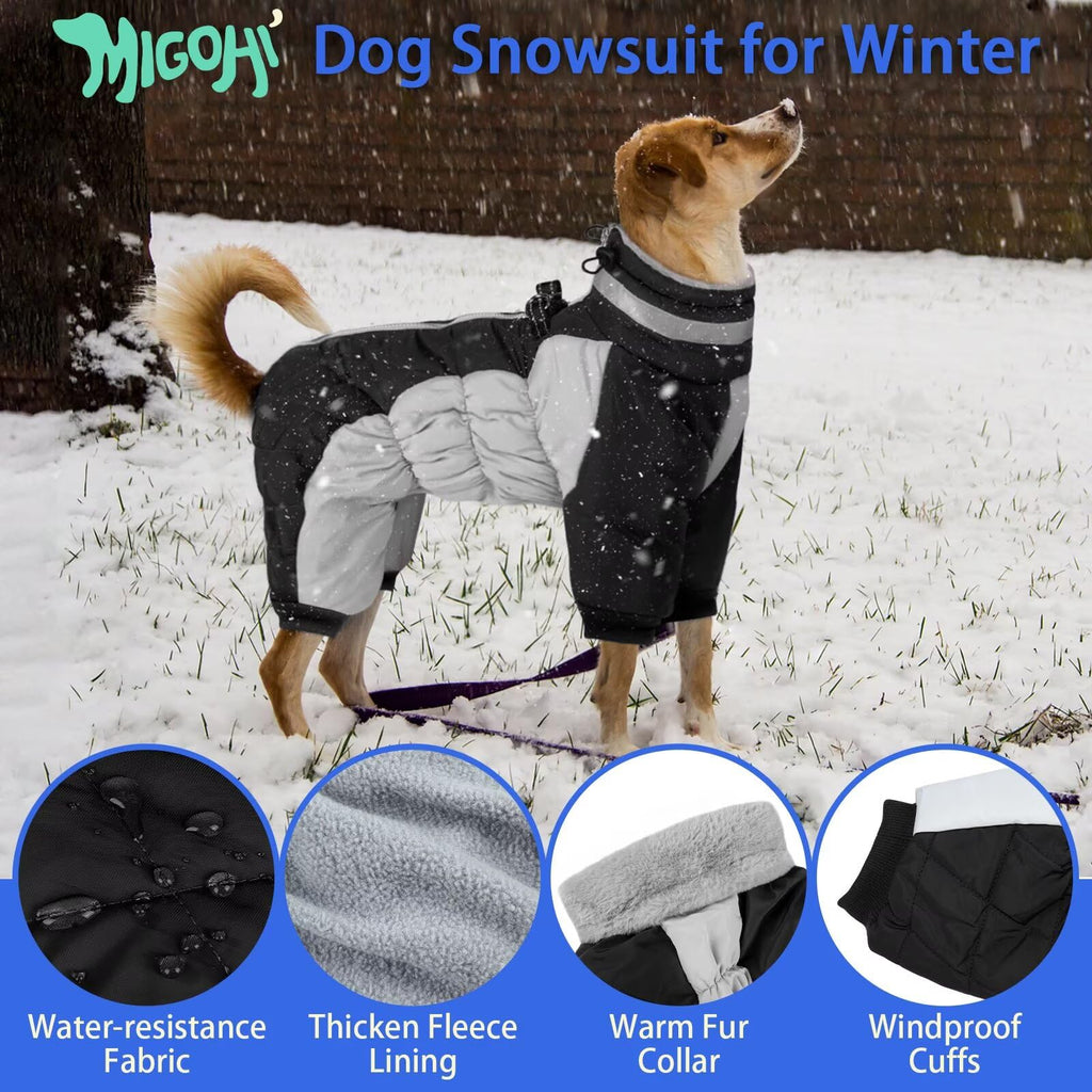 MIGOHI Full Body Dog Coat – Warm Reflective Harness Winter Jacket (2XL)