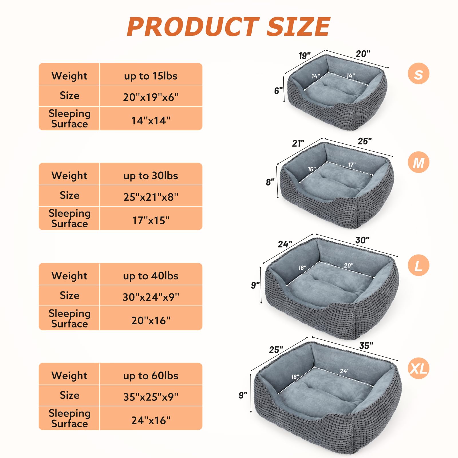 MIXJOY Rectangle Dog Bed 35'' – Orthopedic, Washable, Anti-Slip Bottom | For All Dog Sizes