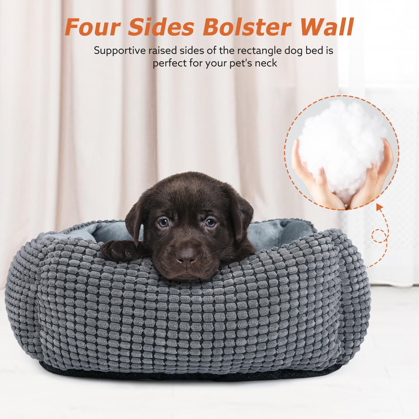 MIXJOY Rectangle Dog Bed 35'' – Orthopedic, Washable, Anti-Slip Bottom | For All Dog Sizes