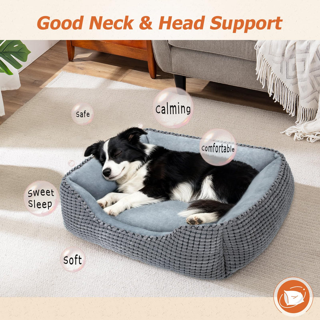 MIXJOY Rectangle Dog Bed 35'' – Orthopedic, Washable, Anti-Slip Bottom | For All Dog Sizes