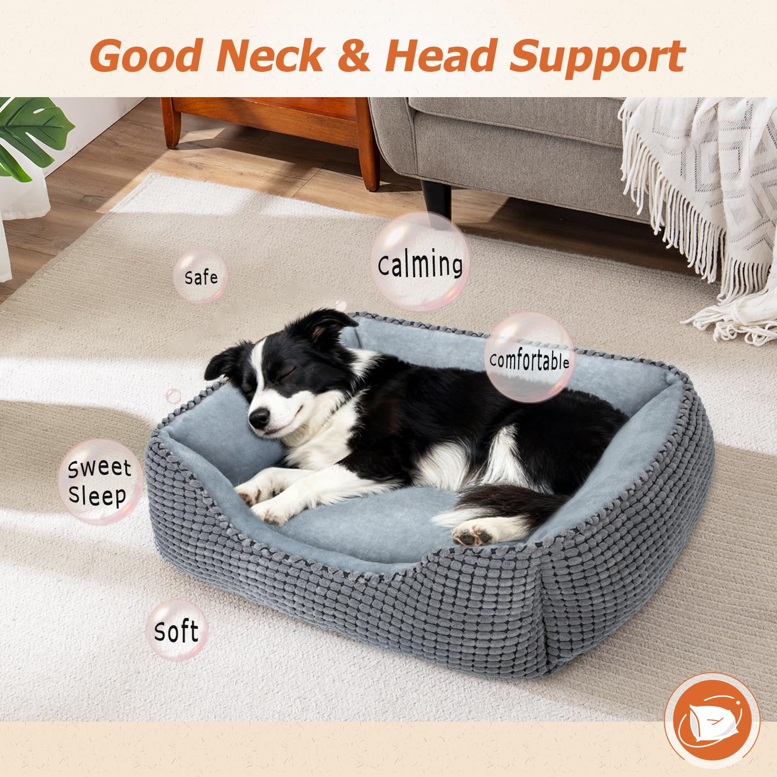 MIXJOY Rectangle Dog Bed 35'' – Orthopedic, Washable, Anti-Slip Bottom | For All Dog Sizes