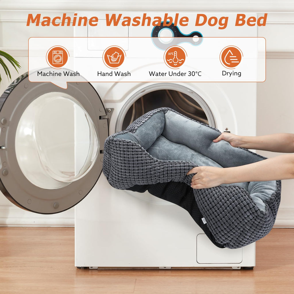 MIXJOY Rectangle Dog Bed 35'' – Orthopedic, Washable, Anti-Slip Bottom | For All Dog Sizes