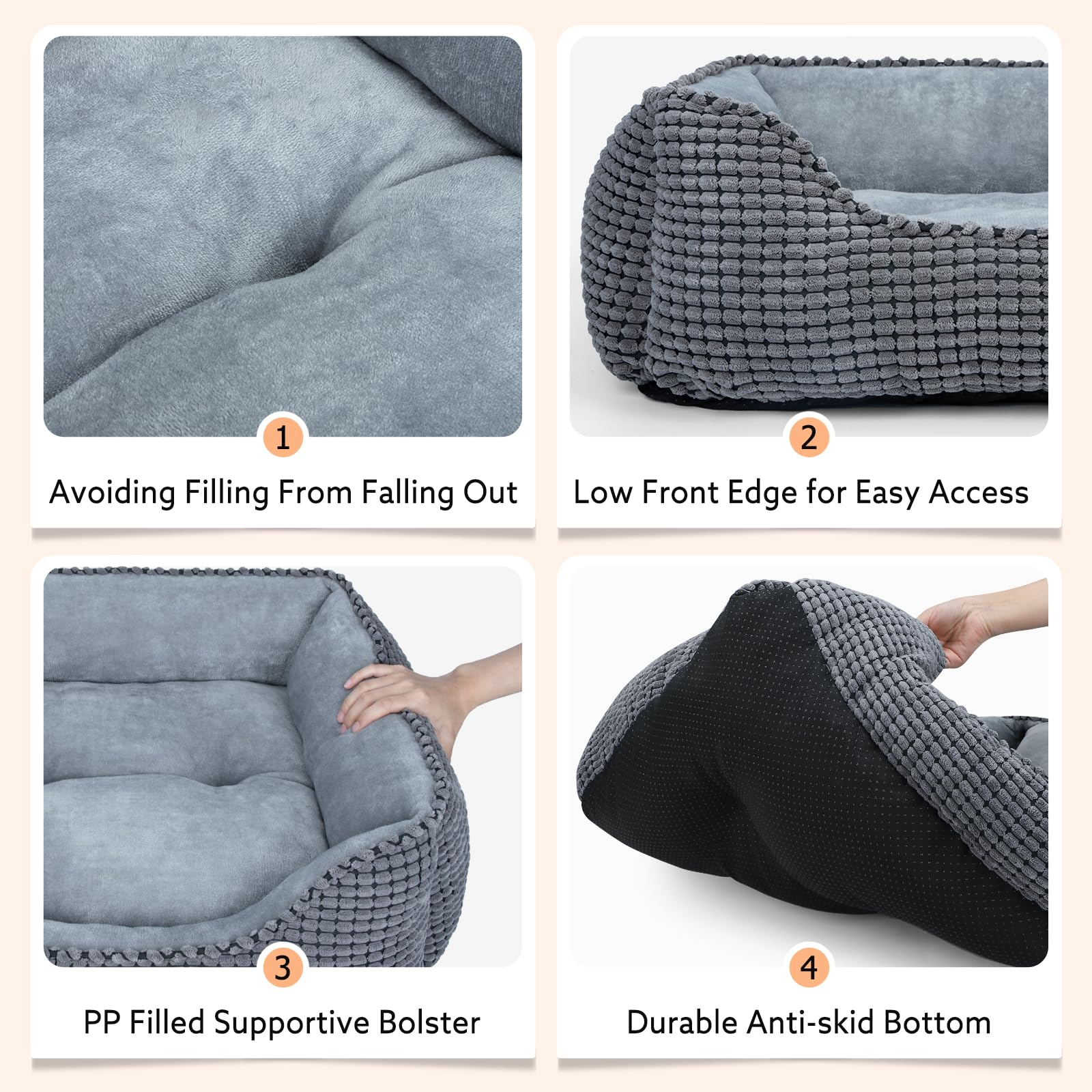 MIXJOY Rectangle Dog Bed 35'' – Orthopedic, Washable, Anti-Slip Bottom | For All Dog Sizes