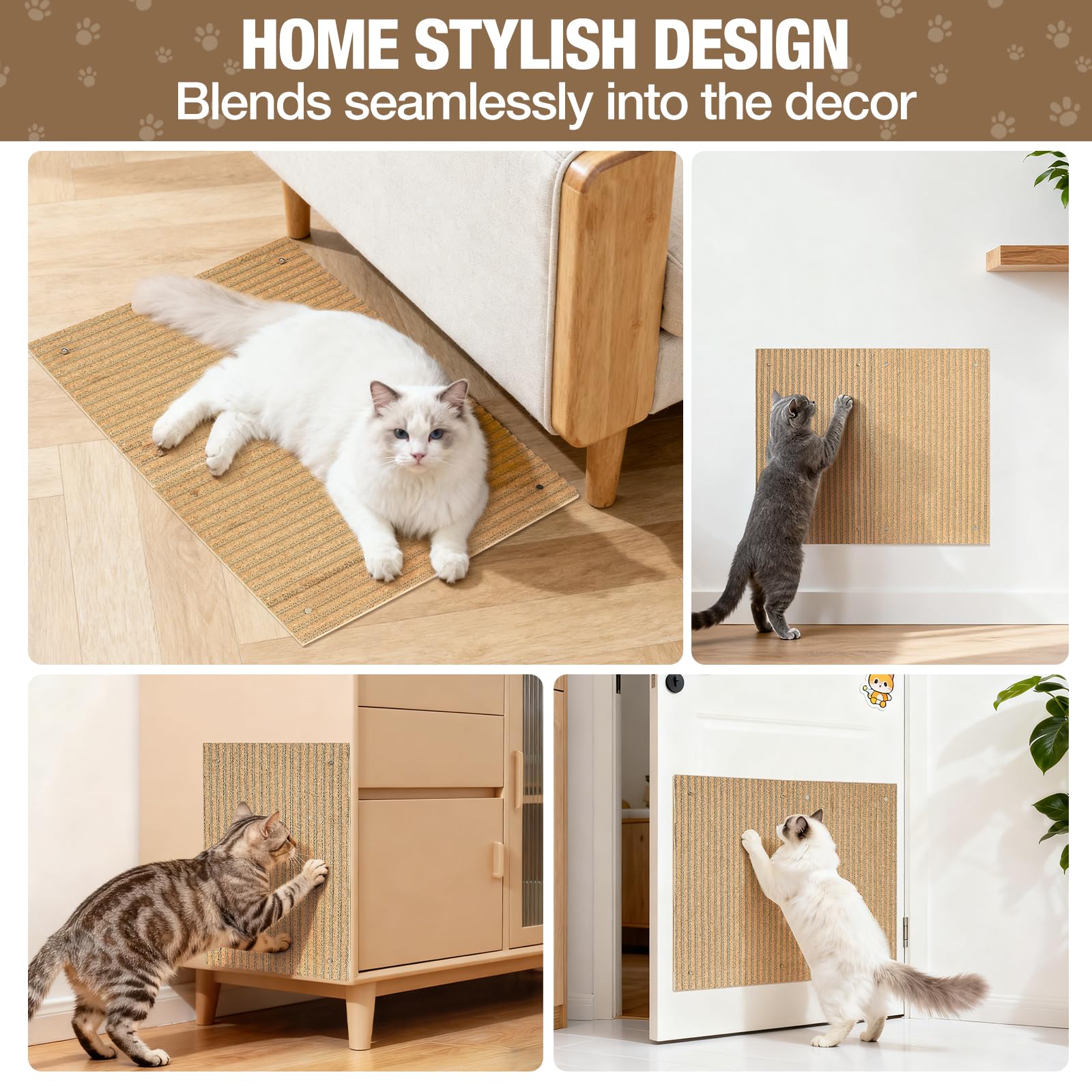 Mocherpion Cork Cat Scratch Pad — 2-Pack Wall & Floor Scratching Posts for Indoor Cats