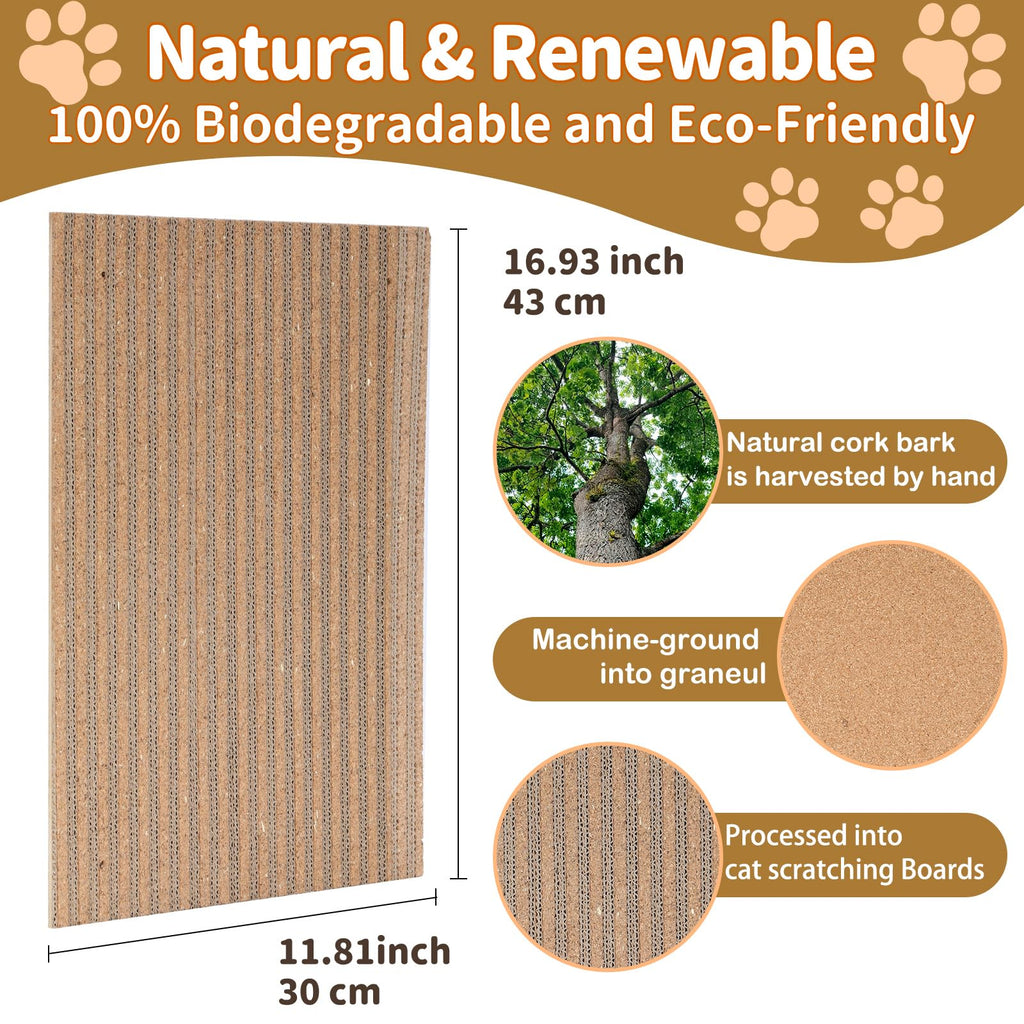 Mocherpion Cork Cat Scratch Pad — 2-Pack Wall & Floor Scratching Posts for Indoor Cats