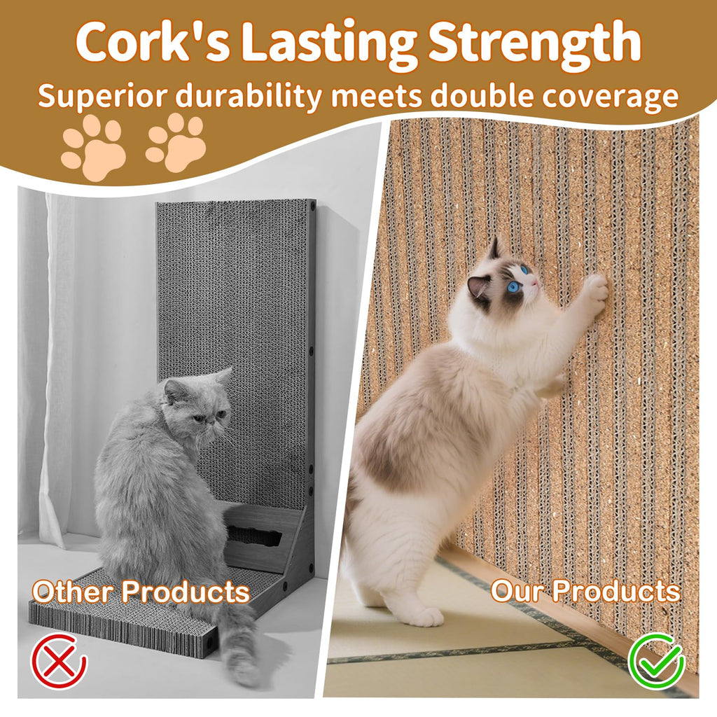 Mocherpion Cork Cat Scratch Pad — 2-Pack Wall & Floor Scratching Posts for Indoor Cats