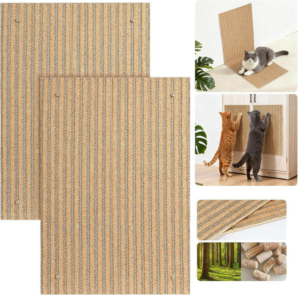 Mocherpion Cork Cat Scratch Pad — 2-Pack Wall & Floor Scratching Posts for Indoor Cats