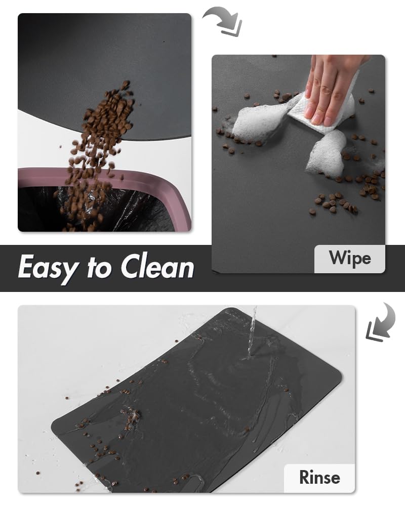 MontVoo Absorbent Pet Feeding Mat - No-Stain, Quick-Dry 23x34 Dark Grey