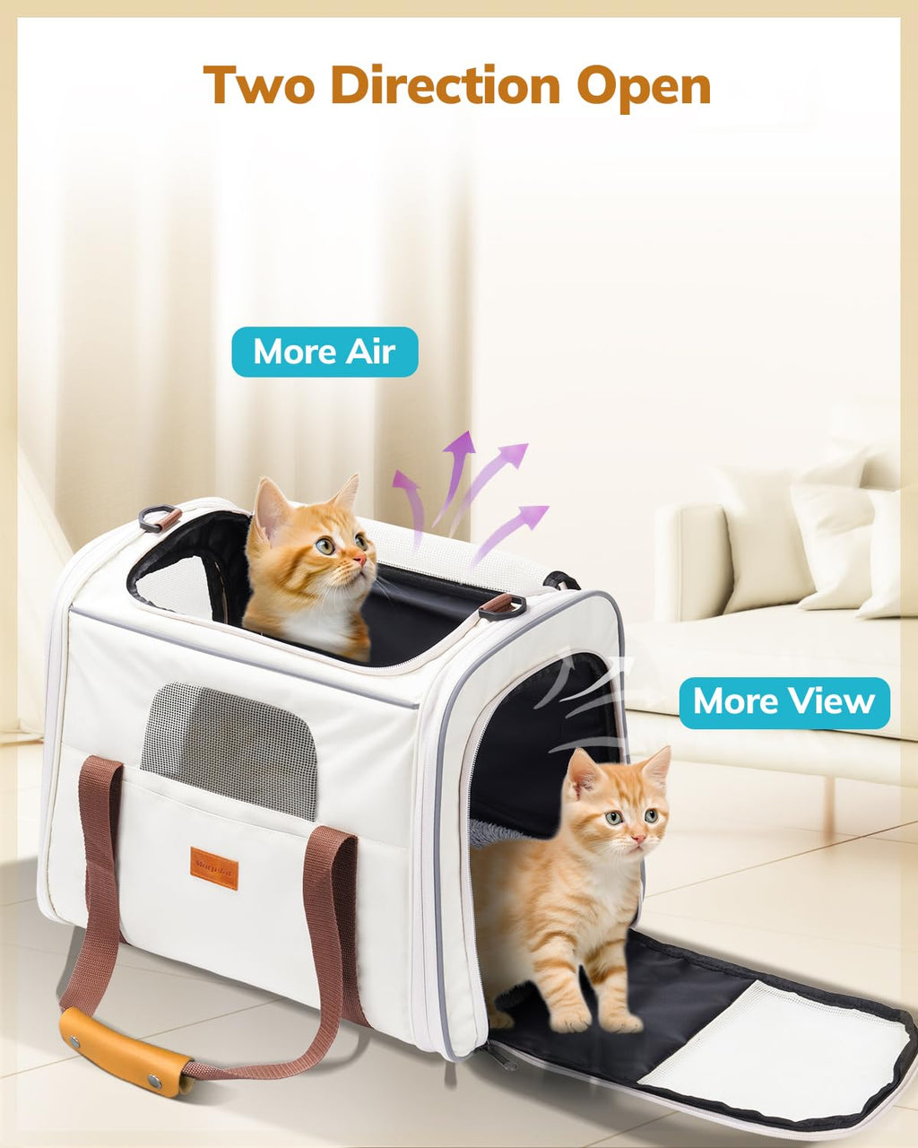 Morpilot Cat Carrier Large Soft-Sided – Airline-Approved Travel Carrier for Cats up to 18 lbs (Beige)
