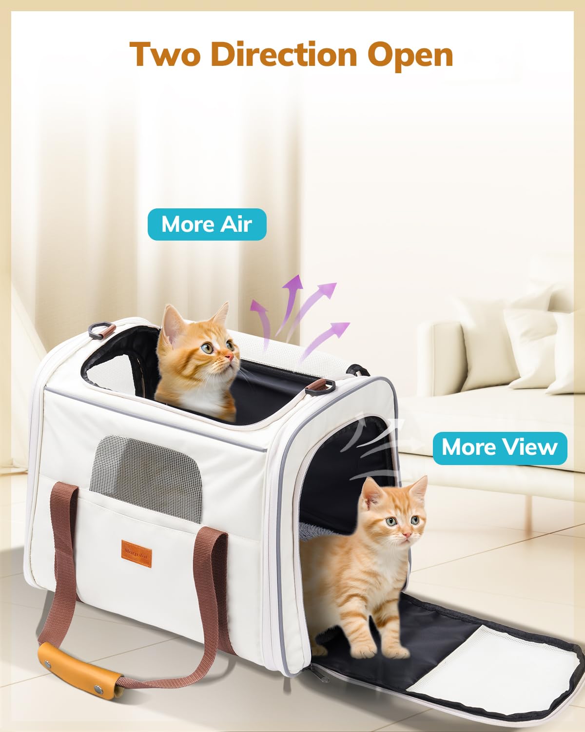 Morpilot Cat Carrier Large Soft-Sided – Airline-Approved Travel Carrier for Cats up to 18 lbs (Beige)