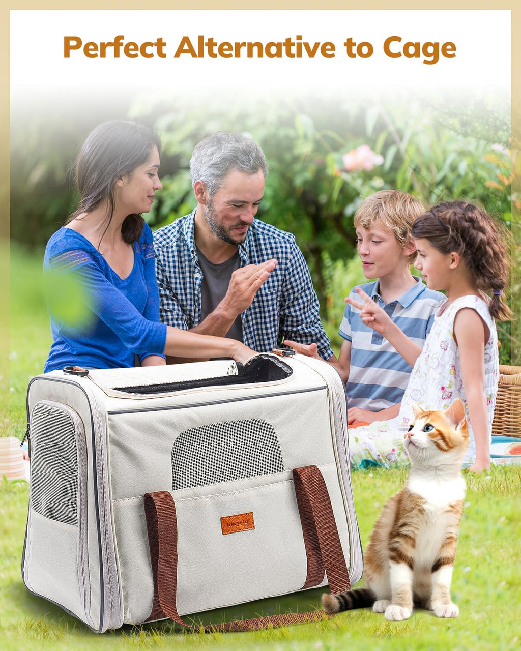 Morpilot Cat Carrier Large Soft-Sided – Airline-Approved Travel Carrier for Cats up to 18 lbs (Beige)