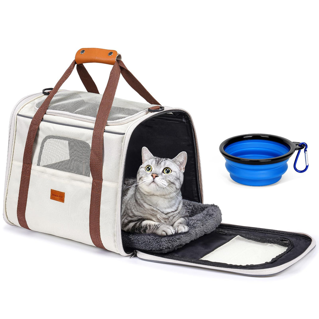 Morpilot Cat Carrier Large Soft-Sided – Airline-Approved Travel Carrier for Cats up to 18 lbs (Beige)
