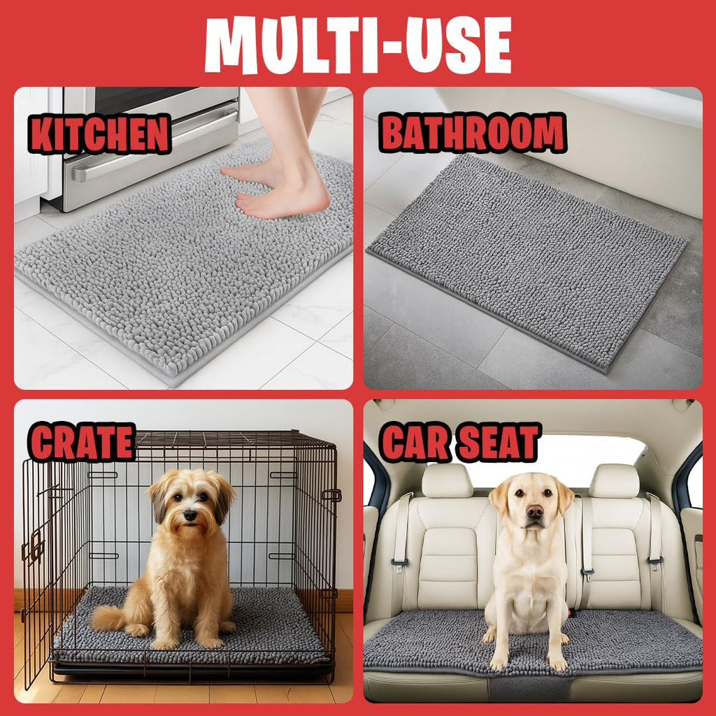 MUDGUARD MAT Dog Door Mat – Super Absorbent Microfiber, Non-Slip Indoor Rug (24x60)