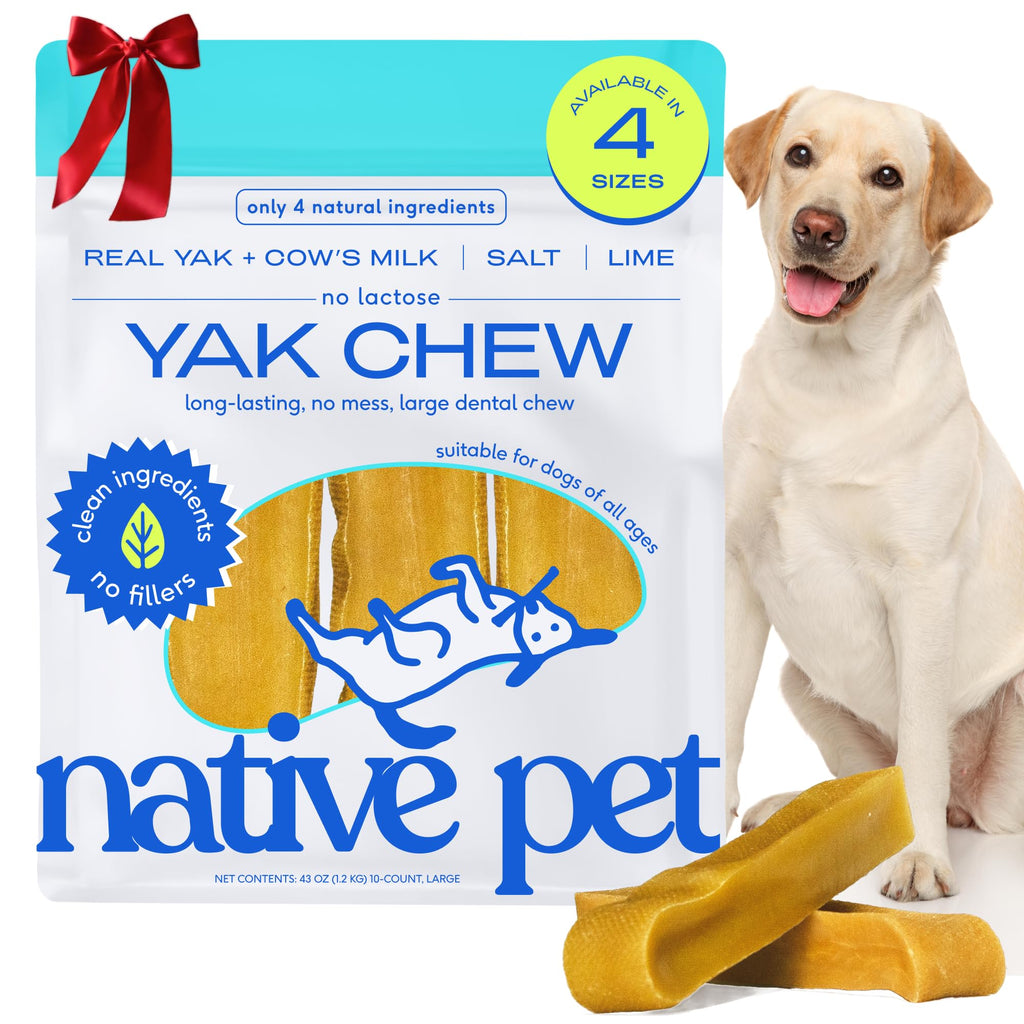 Native Pet Yak Cheese Himalayan Dog Chews – Long Lasting Dental Sticks for Large Breeds (10 Pack)