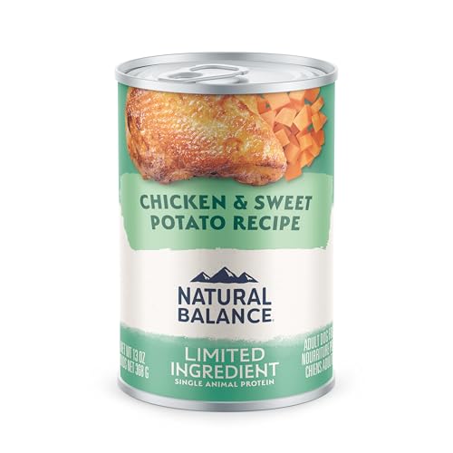 Natural Balance Limited Ingredient Adult Grain-Free Wet Dog Food – Chicken & Sweet Potato, 13 oz Cans (Pack of 12)